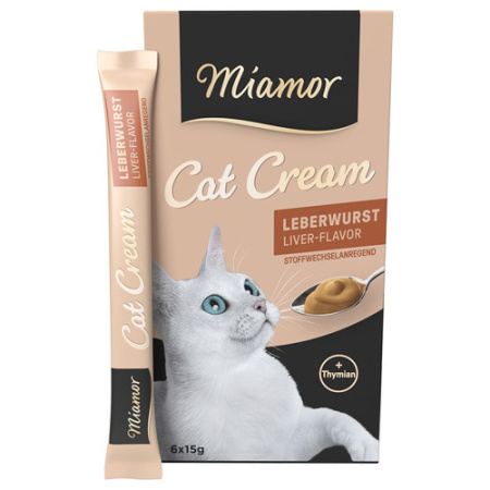 Συμπληρωματική τροφή-σνακ για γάτες σε μορφή κρέμας με γεύση συκωτιού - Miamor Cat Snack Liver (6*15g)