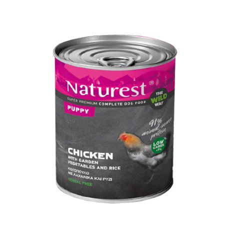 Πλήρης τροφή σε κονσέρβα για κουτάβια με κοτόπουλο, λαχανικά και ρύζι - Naturest Puppy Chicken 800g