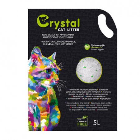 Κρυσταλλική άμμος σιλικόνης για γάτες με άρωμα μήλου - Crystal Apple 5L