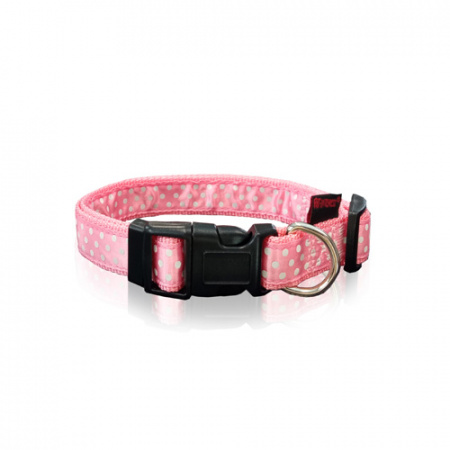 Πουά περιλαίμιο σκύλου με κλιπ σε πολλά χρώματα - Pet Interest Dots XSmall 1*19-33cm ροζ