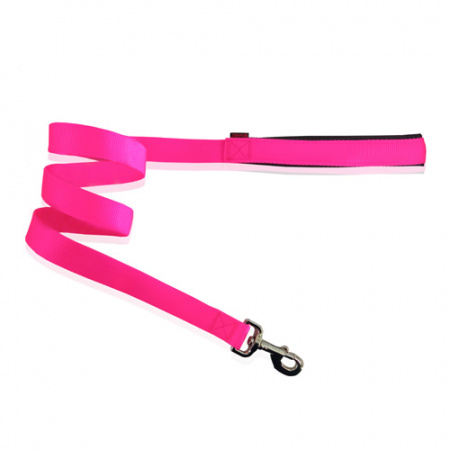 Νάιλον οδηγός σκύλου με ενισχυμένη μαλακή λαβή σε πολλά χρώματα - Pet Interest Single Layer Neoprene Handle Medium 2*120cm φωσφοριζέ ροζ