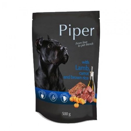 Υγρή τροφή σε φακελάκι για σκύλους με αρνί, καρότα και καστανό ρύζι - Piper Lamb, Carrot, Brown Rice 500g
