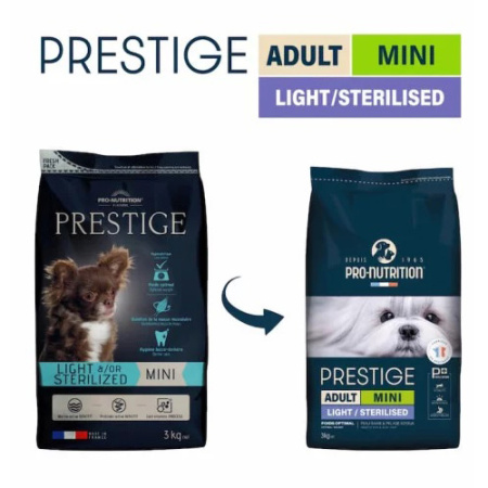 Πλήρης ξηρά τροφή για μικρόσωμους σκύλους με τάση παχυσαρκίας ή/και στειρωμένους - Prestige Light / Sterilised Mini 3kg