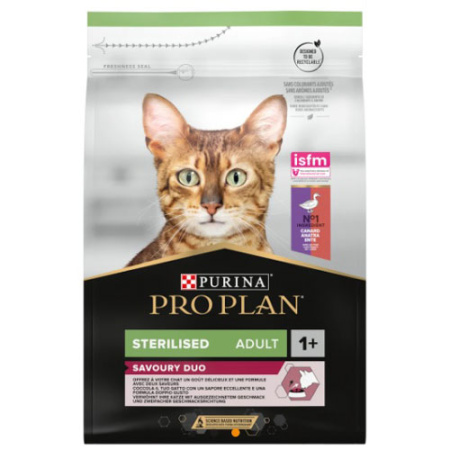 Πλήρης ξηρά τροφή για ενήλικες στειρωμένες γάτες 1-7 ετών με πάπια κ' συκώτι - Pro Plan Adult Sterilised Fegato 1.5kg