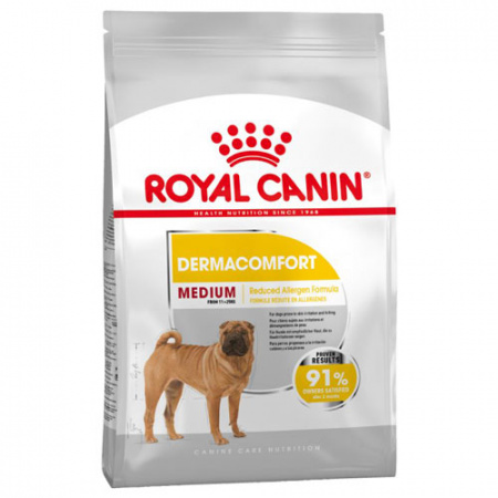 Υποαλλεργική ξηρά τροφή για ενήλικους σκύλους με ευαίσθητο δέρμα άνω των 10 μηνών μεσαίου μεγέθους φυλών 11-25kg - Royal Canin Medium Dermacomfort