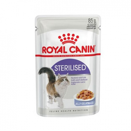Φακελάκι για ενήλικες στειρωμένες γάτες άνω των 12 μηνών με κομματάκια σε ζελέ - Royal Canin Sterilised Jelly 85g