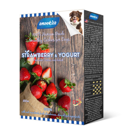 Μπισκότα σκύλου Φράουλα-Γιαούρτι με συστατικά ανθρώπινης κατανάλωσης - Smookies Strawberry-Yoghurt 200g
