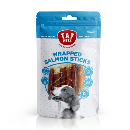 Λιχουδιά σκύλου με κόκκαλο ασβεστίου και κρέας σολομού  - TAF Pets Wrapped Salmon Sticks 75g