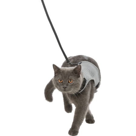 Μαλακό υφασμάτινο σαμαράκι και οδηγός για γάτα - Trixie Soft Harness with Leash