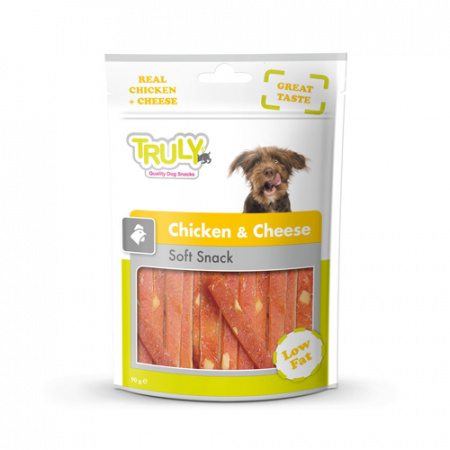 Λιχουδιά σκύλου σε τρυφερές λωρίδες με κοτόπουλο και τυρί - Truly Chicken & Cheese 90g