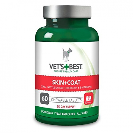 Μασώμενα δισκία σκύλου για υγιές δέρμα και τρίχωμα και περιορισμό της τριχόπτωσης - Vet's Best Skin+Coat (60 tabs)
