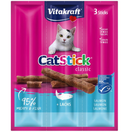 Μαλακές λωρίδες κρέατος ή ψαριού για γάτες - Vitakraft Sticks (3 τεμάχια) Σολομός